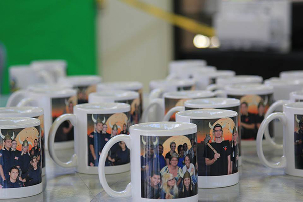 A collection of Photo Mugs ready to be picked up